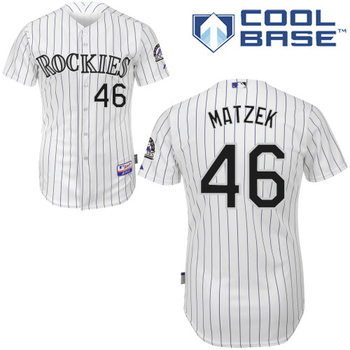 Tyler Matzek #46 MLB Jersey-Colorado Rockies Men's Authentic Home White Cool Base Baseball Jersey
